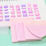 4pack Translucent Mixed Shape Glitter Sticky Notes for Annotating,Pastel Color Self-Stick Tabs Blank Index Sticker Funny Memo P Soft PET Page Flag for Organizer,Office,Valentines Day (Pink)