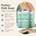 Puracy Dish Soap Clean Can Bundle - Starter Set and 3 Pack Refill, Non-Toxic Dish Soap Plant-Powered Dishwashing Soap, Natural Dish Soap Liquid - Green Tea & Lime and Organic Lemongrass