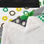 Green Garbage Truck Plush Blanket Powered Waste Management Recycling Trucks Fleece Throw Blanket Cartoon Garbage Truck Sherpa Blanket for Kids Boys Girls Car Fuzzy Blanket Twin 60"x80"