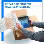 Bubble Cushioning Wrap Rolls, 3/16" x 12" x 72' ft Total [2 Rolls of 36 Feet] Perforated Every 12", 20 Fragile Stickers for Packaging, Shipping, Mailing