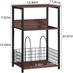 LELELINKY 3 Tier End Table,Record Player Stand with Storage Up to 100 Albums, Turntable Stand for Vinyl, Walnut Couch Nightstand Side Tables for Living Room Bedroom