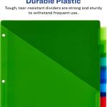 Avery Insertable Plastic Dividers for 3 Ring Binders, 8 Tabs per Set, Big Tabs, Two Pockets, Multicolor Binder Dividers, Works with Sheet Protectors (11903)