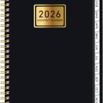 2026 Planner Weekly and Monthly Planner Calendar,Jan 2026-Dec 2026.Wirebound,Laminated Tabs,Storage Pocket,for Teachers,Students,Women & Men,A5 size,Black