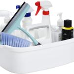 Haundry Large Cleaning Supplies Cdy with Handle, Plastic Storage Bucket Organizer for Cleaning Products, Shower Cdy Basket for Car, Dorm, Bathroom, Garden, Kitchen -White