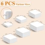6PCS Buffet Risers, White Acrylic Food Risers for Buffet Table, Nesting Display Stand with Hollow Bottoms for Party, Catering, Dessert, Jewelry & Collectibles (10" x 10" x 6" to 5" x 5" x 1")
