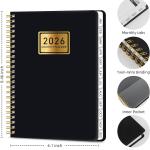 2026 Planner Weekly and Monthly Planner Calendar,Jan 2026-Dec 2026.Wirebound,Laminated Tabs,Storage Pocket,for Teachers,Students,Women & Men,A5 size,Black