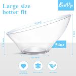 BESTVIP 54oz Clear Plastic Serving Bowls for Party - 12 Pack Angled Disposable Serving Bowls, Party for Chips, Snacks, Fruit, Sal - Bowls for Parties, Daily Use, Catering, Christmas