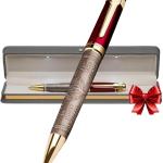 S&R Somit Fancy Pen For Men and Women With Gift Box - Valuable Luxury Pen for Business and Office, Executive Gift for Family & Friends - Special Engraving & Led Decorative Box (RED GOLD)
