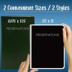 BookFactory Restaurant Reservations Book, 365 Day Table/Dinner Reservations 408 Pages, 8 7/8'' x 13 1/2'' Green Imitation Leather, Section Sewn Hardbound (Me in USA)
