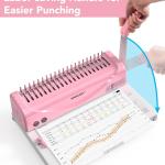 MAKEASY Binding Machine, 21-Hole, Comb Binding Machines with 100PCS Comb Bindings Spines, Comb Binder for Letter Size, A4, A5 Paper