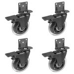 Hirate Side Mount Casters Set of 4 with Brake, 3" L-Shaped Plate Casters Replacement Material Handling for Furniture, Baby Bed, Suitcase,Cabinet,Table Casters,Loing Capacity 600 Lbs