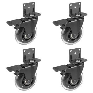 Hirate Side Mount Casters Set of 4 with Brake, 3" L-Shaped Plate Casters Replacement Material Handling for Furniture, Baby Bed, Suitcase,Cabinet,Table Casters,Loing Capacity 600 Lbs