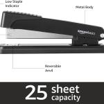 Basics Full-strip Metal Office Desktop Stapler, 20 Sheet Capacity, 3 Pack, Black