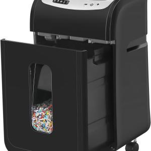 Mirco-Cut Paper Shredder Heavy Duty, 18-Sheet Shreds Paper/Card/Staple/Clip Paper Shredder for Home Office Use, Security Level P-4 Jam Proof System 30L Pullout Basket and Wheels