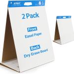2-Pack Tabletop Sticky Easel P and Dry Erase Board 2 in 1, 20 x 23 inches, 20 Sheets/P, Portable Easel Stands for Teachers, Ideal for Training, Presentation, Meetings, Kids Doodling