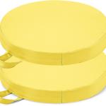 Sawysine 2 Pcs 14 Inch Floor Cushions with Handle, Flexible Round Floor Seating Pillows for Home School Classroom Kindergarten Daycare Nursery, 2 Inch Thick (Yellow)