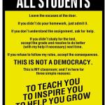 Classroom Rules Poster High School Supplies For Teachers Yellow Notice To All Students Warning Cool Wall Art Print Poster 12x18