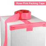 BOMEI PACK Rose Pink Packing Tape with Dispenser, 2.4 Mil 1.88 Inch x 60 Yards, 6 Refills Rolls Color Pink Box Tape for Moving, Shipping and Packaging