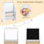 INFANS Easel for Kids with Stool, 4-in-1 Double-Sided justable Magnetic Chalkboard with Paper Roll, Bookshelves, Wheels, Wooden Standing Painting Drawing Art Board for Boys Girls