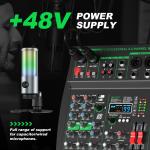 MW-4 Professional 4-Channel Portable Sound Console Bluetooth 5.0 USB Sound Card 99 Audio Sounds Live Karaok DJ Recording (with Phantom Power)