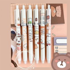 Jowxsx 1Pc Random Bear Erasable Pen Gel Pens 0.5mm Blue Gel Pens Cartoons Press Pen Cute Stationary Office Accessories School Office Supplies Writing and Correction Supplies