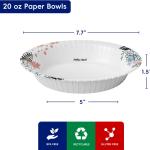 JOLLY CHEF 160 Count Paper Bowls 20 oz Soak Proof and Cut Proof Microwave Safe Heavy Duty Flower Printed Disposable Bowls Large for Dinner or Lunch