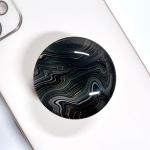 Clear Crystal Glitter Collapsible Expanding Moblile Cell Phone Grip Stand Holder for Smartphones and Tablets Phone Accessory (Black Wave)