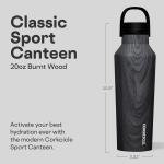Corkcicle Sport Canteen - Keeps Drinks Cold 25 Hours - Stainless Steel Water Bottle - Triple-Insulated - Spill-Proof - Summer Drinkware Gift - Keeps Drinks Ice Cold - 20 oz - Burnt Wood