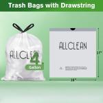 Trash Bags 4 Gallon Small Kitchen Drawstring Bathroom Garbage Bags, Fit 2-4 Gal Bins,Extra Strong&Leak-Proof,Unscented&Recyclable Trash Can Liners for Bathroom Home Office Bedroom Lawn