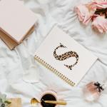 laveliabel Beige Cheetah Print Spiral Notebook, Leopard Print Initial S Journaling Notebooks, Trendy Preppy Girly Aesthetic College Ruled Spiral Notebook for School Office Supplies, 5.5x8.3 Inches