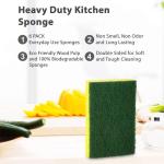 SCRUBIT Heavy Duty Scrub Sponges - Dishwashing Sponge Along with A Tough Scouring P - Ideal for Cleaning Kitchen, Dishes, Bathroom - Yellow - 24 Dish sponges