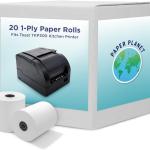 1-Ply White Bond Paper for Toast Kitchen Printer by Paper Planet | 20 Rolls | Compatible with TKP300 SNBC BTP-M300