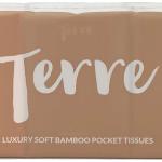 Terre Bamboo Pocket Tissues, 4-Ply, Unbleached, 10 Pack (8 Tissues per Pack, 80 Tissues Total), Tree-Free, Hypoallergenic, Travel Facial Tissue, Soft, Strong & Sustainable
