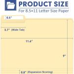 File Folder, PANDRI 220 Pack File Folder, 1/3 Cut Tab, Letter Size, Filing Folder for Office School Business, Manila