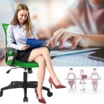 BestOffice | Ergonomic Office Chair | Mid-Back Swivel Desk Chair | Breathable Backrest & Lumbar Support | justable Height | Sponge Seat | Rolling Wheels | Green | for ults & Women