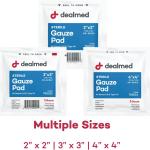 Dealmed 3’’ x 3’’ Sterile Gauze Ps (100 Count) Disposable and Individually Wrapped Medical Gauze Ps, Wound Care Product for First Aid Kit and Medical Facilities (Pack of 1)
