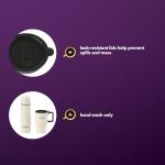 Mr. Coffee 4-Piece Insulated Drinkware Set — Stainless Steel Thermos, Travel Mug with Handle, Cup & Lid for Hot & Cold Drinks - Linen White