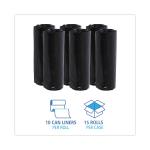 Boardwalk Low-Density Waste Can Liners, 16 gal, 1 mil, 24 x 32, Black, 10 Bags/Roll, 15 Rolls/Carton