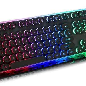 Keyboard Computers Accessories GX60 Retro Style Mechanical Feel Gaming Keyboard Gaming Peripherals Wired Backlit Keyboard