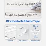 Refillable Retractable Correction Tape, 2PCS Extra Refills, Easy to Use Mini Aesthetic Pen Shaped Applicator for School Office Supplies (With 4 fillers)