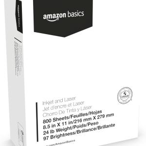 Basics Multipurpose Copy Printer Paper, 8.5 x 11 Inches , 24 lb, 1 Mega Ream, (800 Sheets), 97 Bright, White
