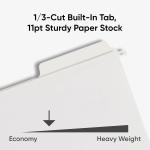 Sme FasTab Hanging File Folder, 1/3-Cut Built-in Tab, Letter Size, White, 20 per Box (64002)