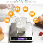 Food Scale - 15kg/33lb Digital Kitchen Scale with Full-View LCD Display, Grams and Ounces, Easy Clean Stainless Steel, 6 Units with Tare Function, Precise for Baking, Cooking & Meal Prep, Black