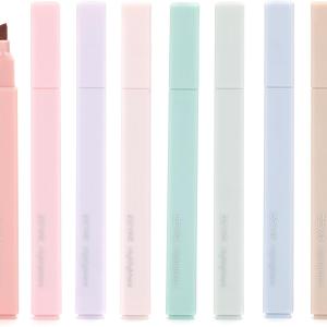 ZEYAR Aesthetic Cute Highlighter Pens, Cream colors, Chisel Tip, Water Based, Quick Dry, No Bleed for bible, four seasons color series (8 Spring Colors)