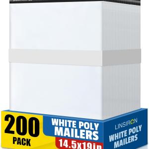 200 Pcs Poly Mailers Shipping Bags 14.5x19 Inch Packaging Clothes Polymailers Envelopes Mailing Package Self Seal Shipping Envelopes Waterproof Poly Bags Small Business Supplies Package White