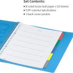 KOKUYO 5 Subject Spiral Notebook, Campus B5 Refillable Journal with 5 Tab Dividers, 100 Sheets in 5mm Ruled Loose Leaf Paper, Purple, Japan Import (RU-P333NV & NO-836C)