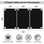 3 Panels Safety Barrice,5.8FT Foldable Security Barrier Gate with Heavy Duty PVC Frame,High Visibility Black Color,Crowd Control Restricted Area Pedestrian Barrice Traffic Fence