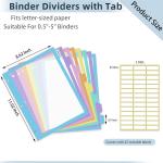 16Pcs/2 Set 8 Tab Dividers, Clear Plastic Binder Dividers with Tabs, for 3 Ring Binder, Letter Size, Multicolor