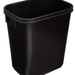 Basics Small Trash Can, Rectangular Commercial Office Wastebasket, 3 Gallon (Pack Of 2), Black
