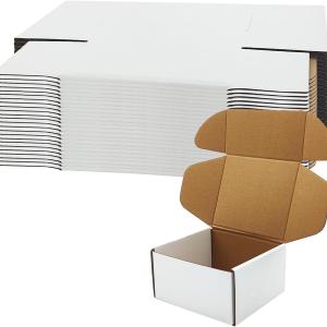 6x5x3 inch Shipping Boxes, White Corrugated Cardboard Box Literature Mailing Shipping Packaging Recyclable Storage Boxes and Craft Gifts Giving Products Business White Box Set of 25 (6''x5''x3'')